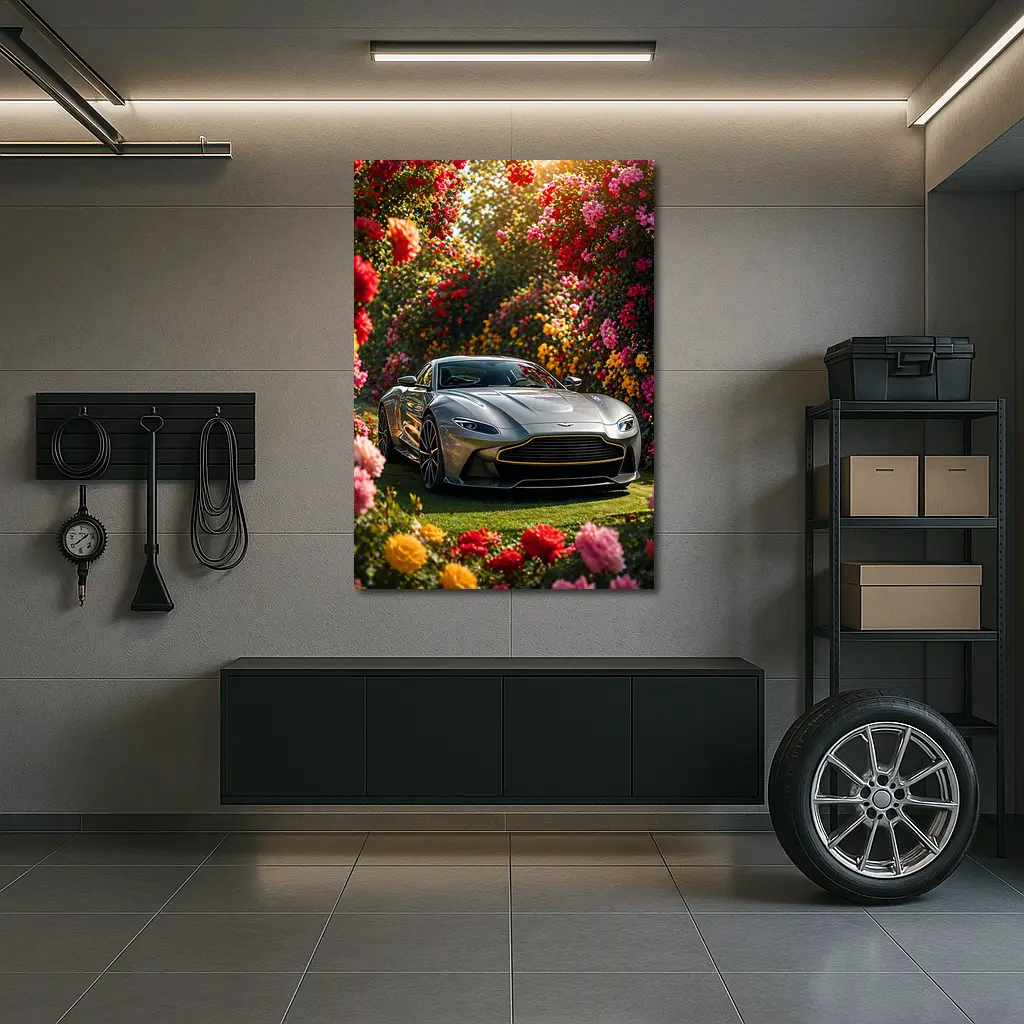 Aston Martin Vantage Gray Sports Car Garden – Wall Art