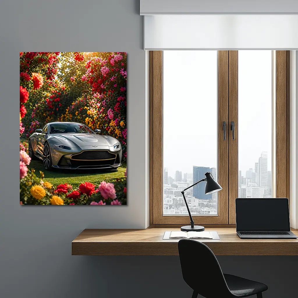 Aston Martin Vantage Gray Sports Car Garden – Wall Art