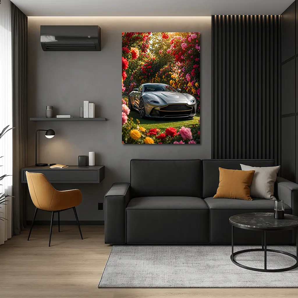 Aston Martin Vantage Gray Sports Car Garden – Wall Art