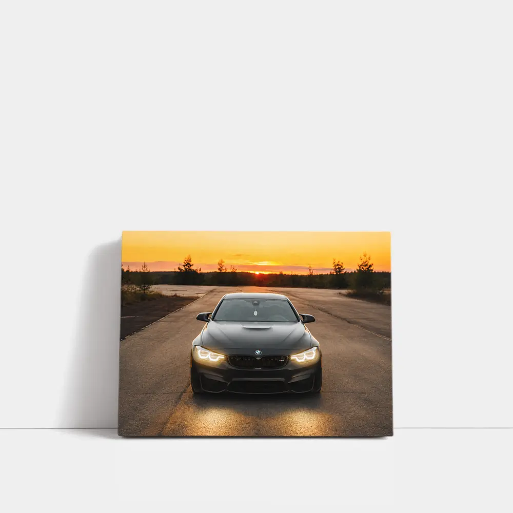 BMW M4 Matte Black Sunset Front View – Wall Art