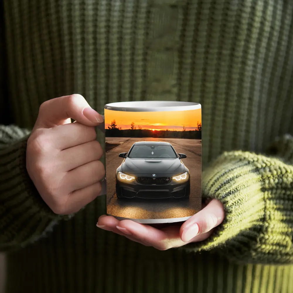 BMW M4 Matte Black Sunset Front View – Mugs