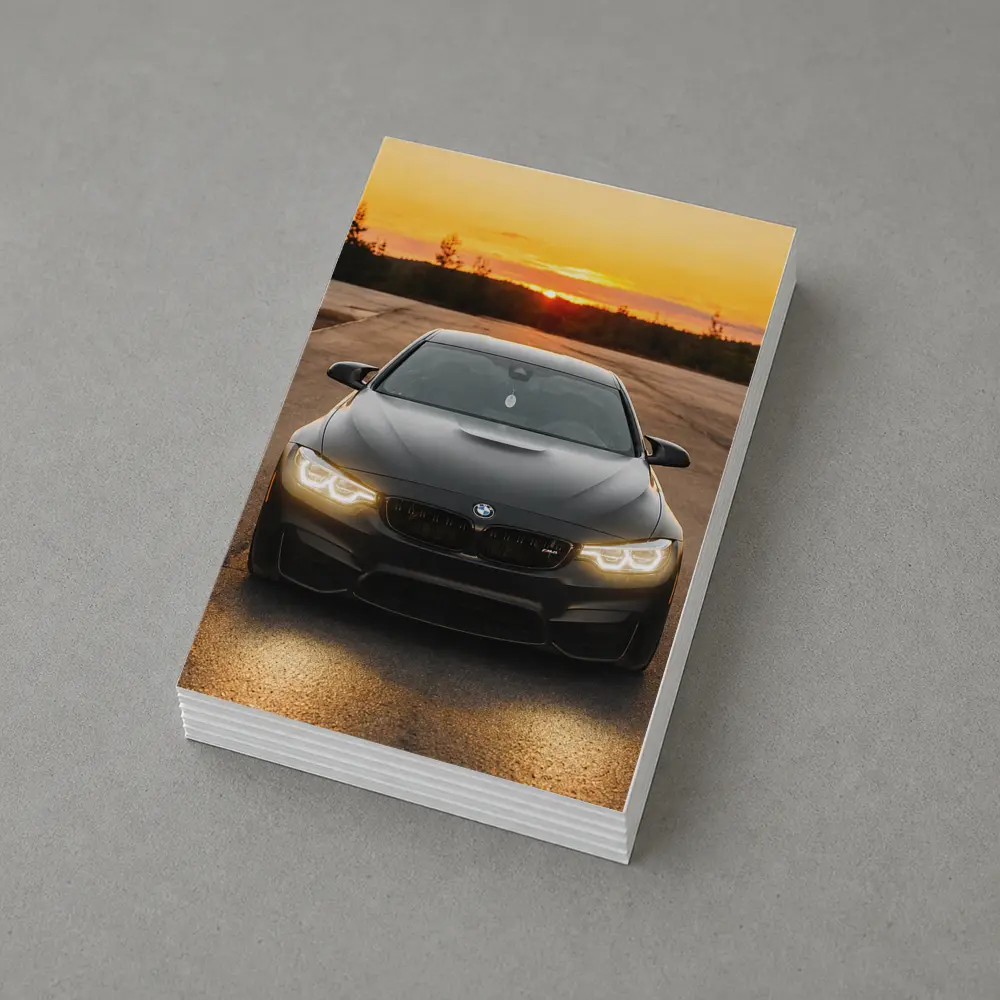BMW M4 Matte Black Sunset Front View – Postcards