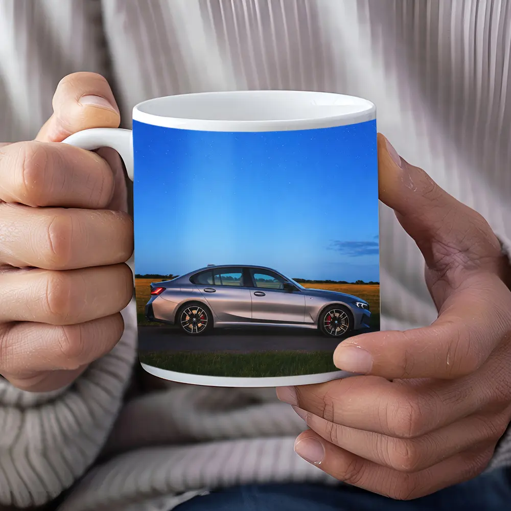 BMW 3 Series Silver Sedan Starry Night Field – Mugs