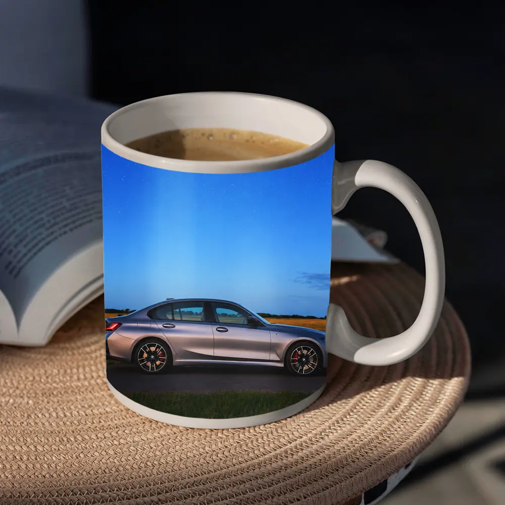 BMW 3 Series Silver Sedan Starry Night Field – Mugs