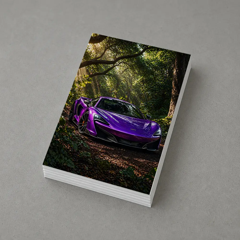 Purple McLaren 570S Forest Light Shot – Postcards