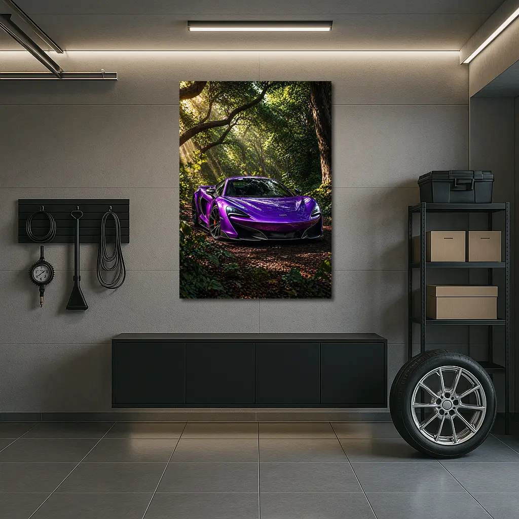 Purple McLaren 570S Forest Light Shot – Wall Art