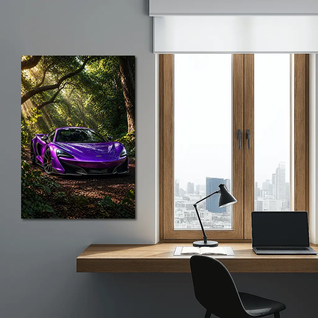 Purple McLaren 570S Forest Light Shot – Wall Art