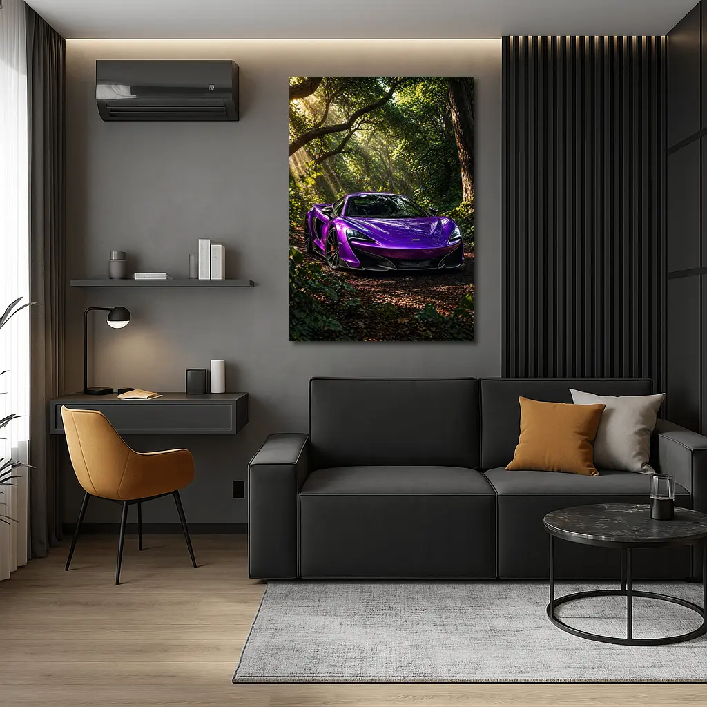 Purple McLaren 570S Forest Light Shot – Wall Art