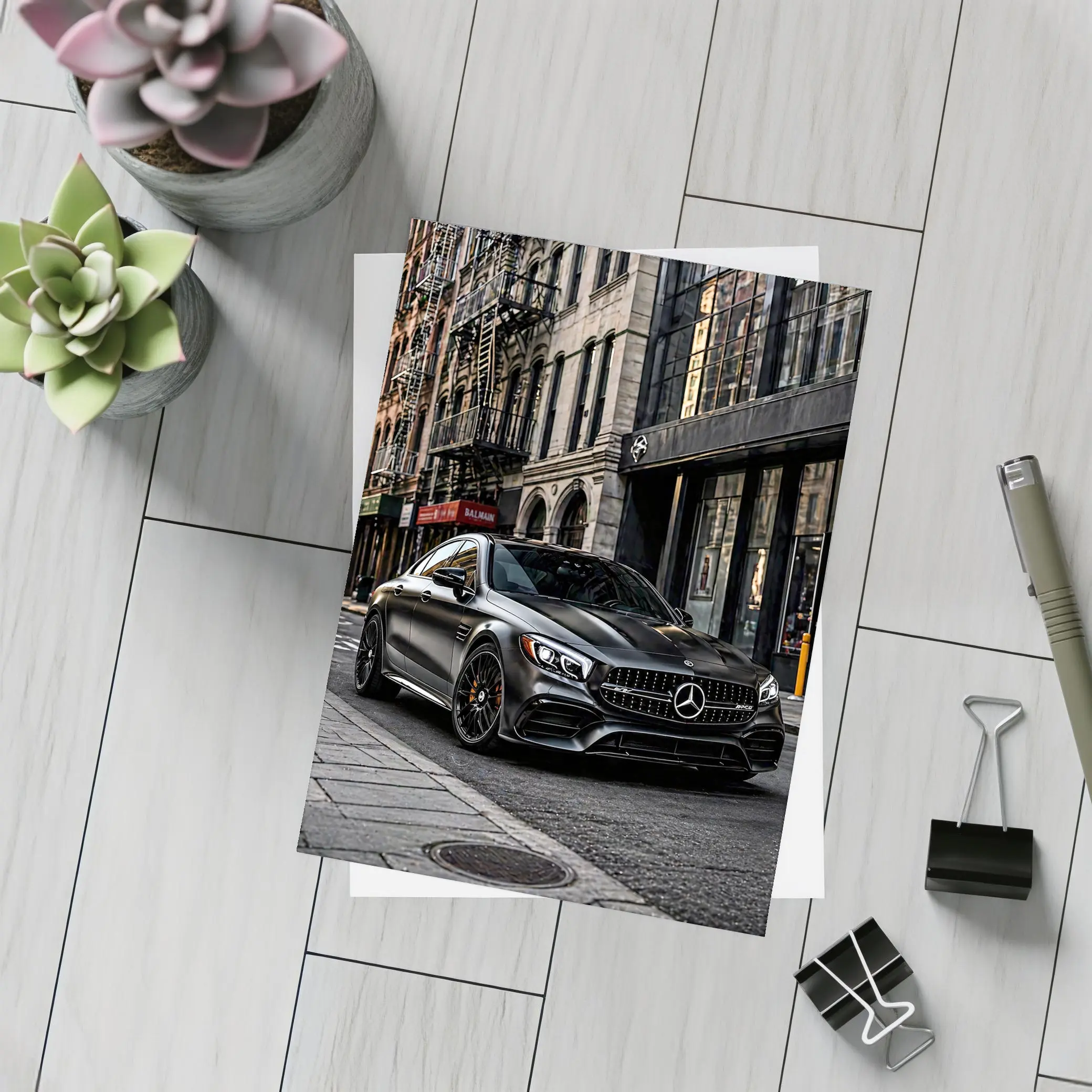Mercedes AMG C63 Matte Black City Street – Postcards