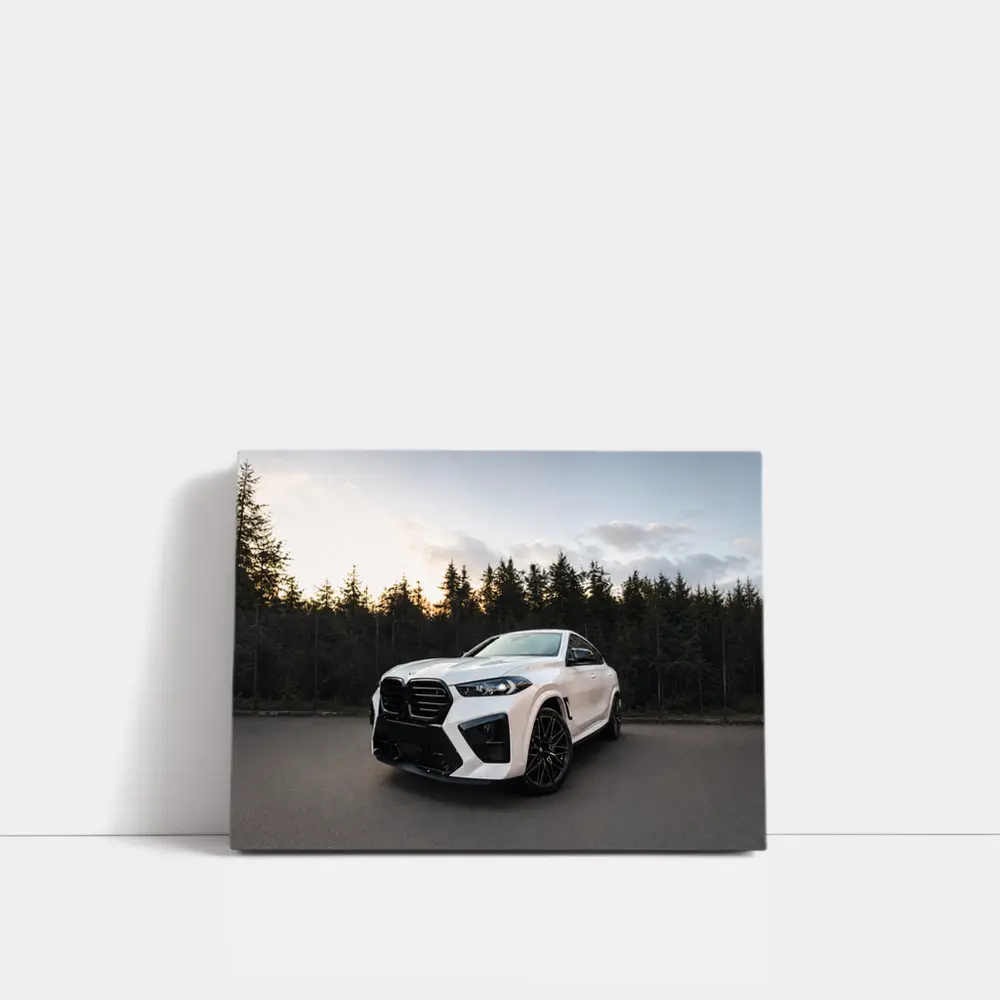 BMW X6 M White Forest Sunset – Wall Art