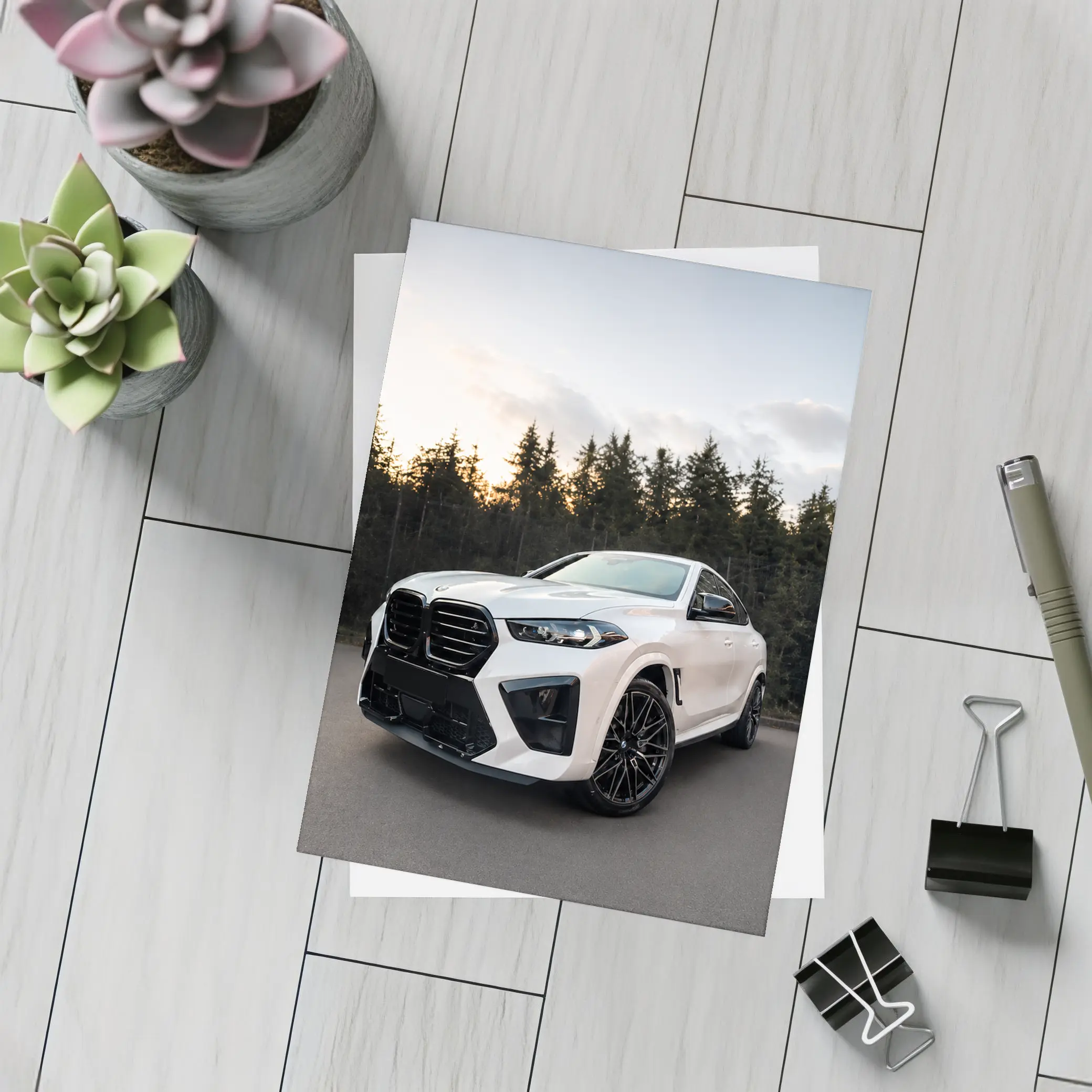 BMW X6 M White Forest Sunset – Postcards