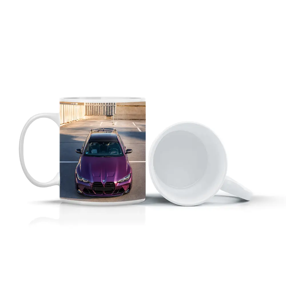 Purple BMW M4 Aerial View Parking Lot – Mugs