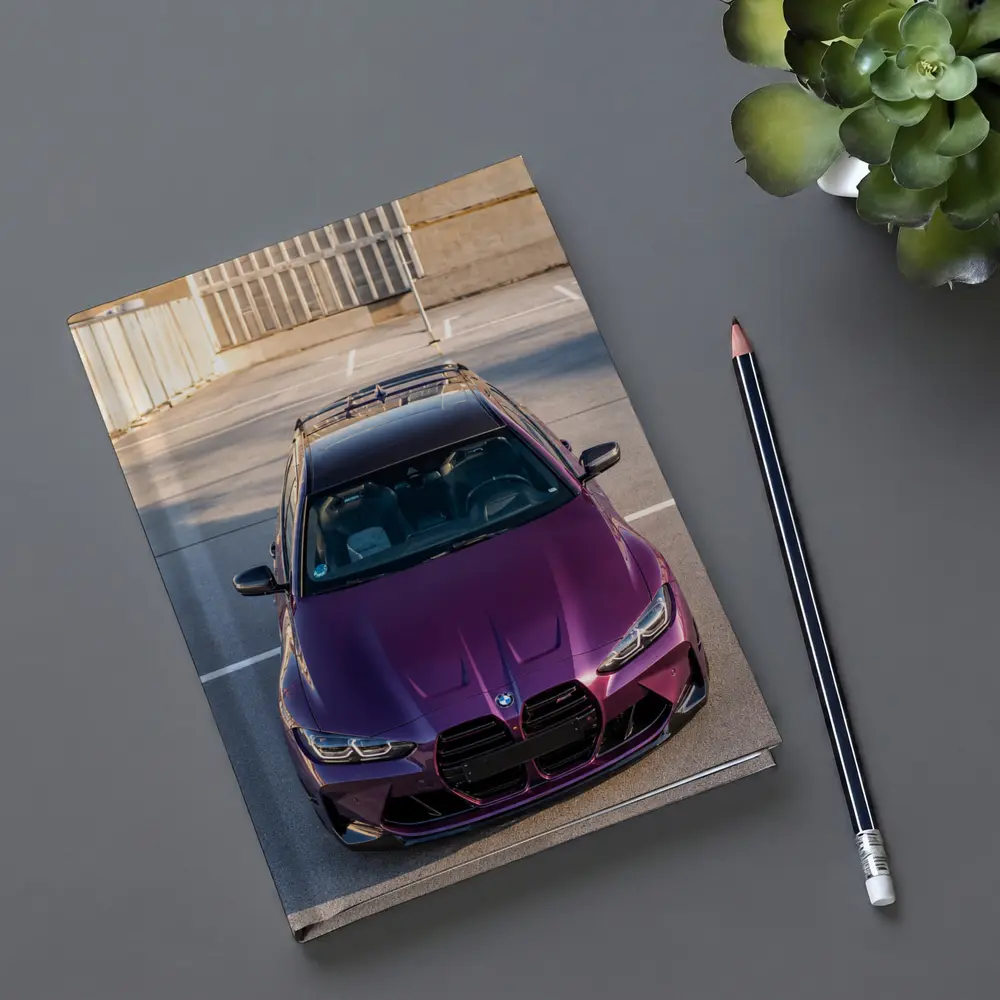 Purple BMW M4 Aerial View Parking Lot – Notebooks