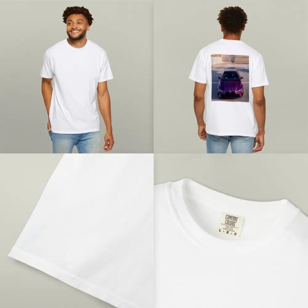 Purple BMW M4 Aerial View Parking Lot – T-Shirts
