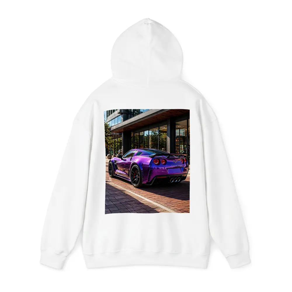 Purple Chevrolet Corvette Parked Urban Street – Hoodies