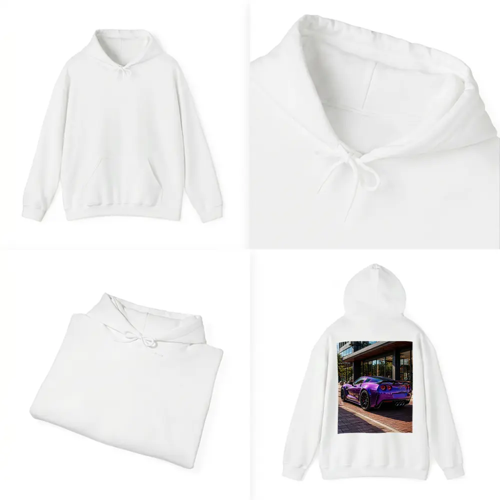 Purple Chevrolet Corvette Parked Urban Street – Hoodies