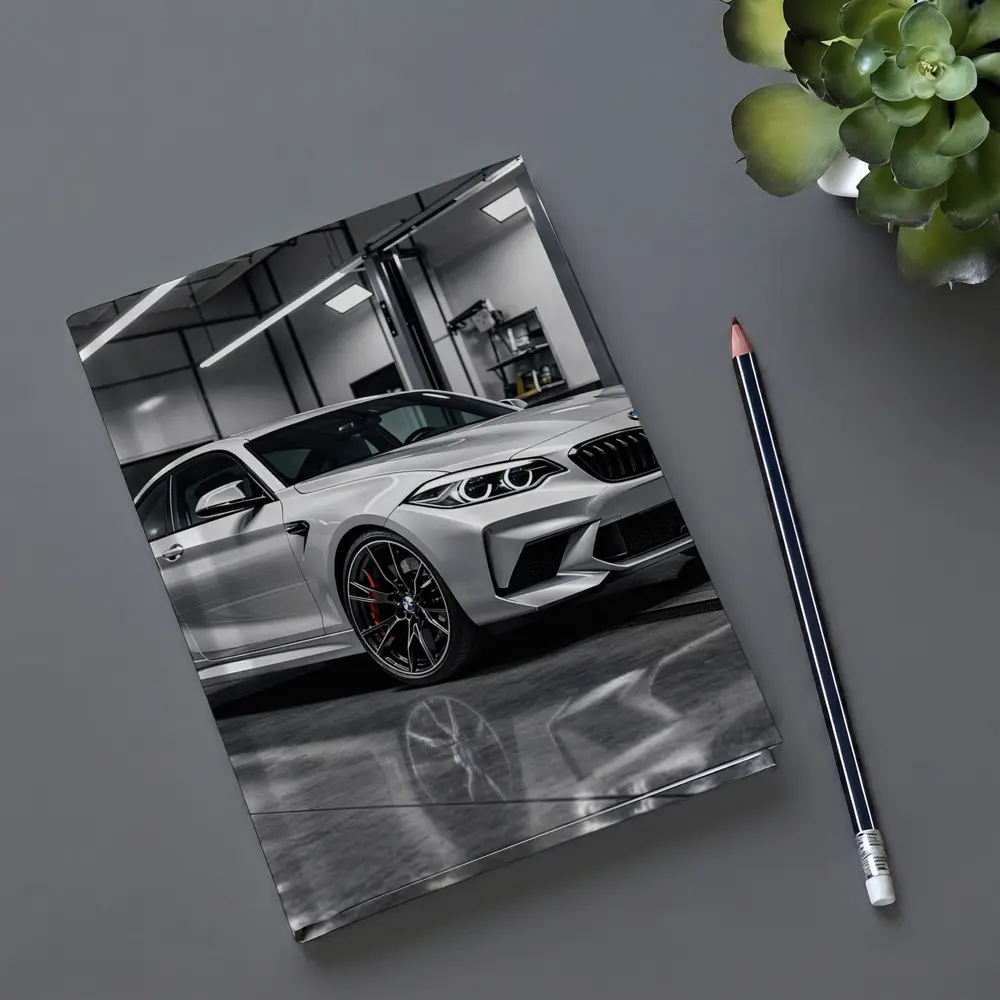 BMW M2 Silver Coupe Inside Garage – Notebooks