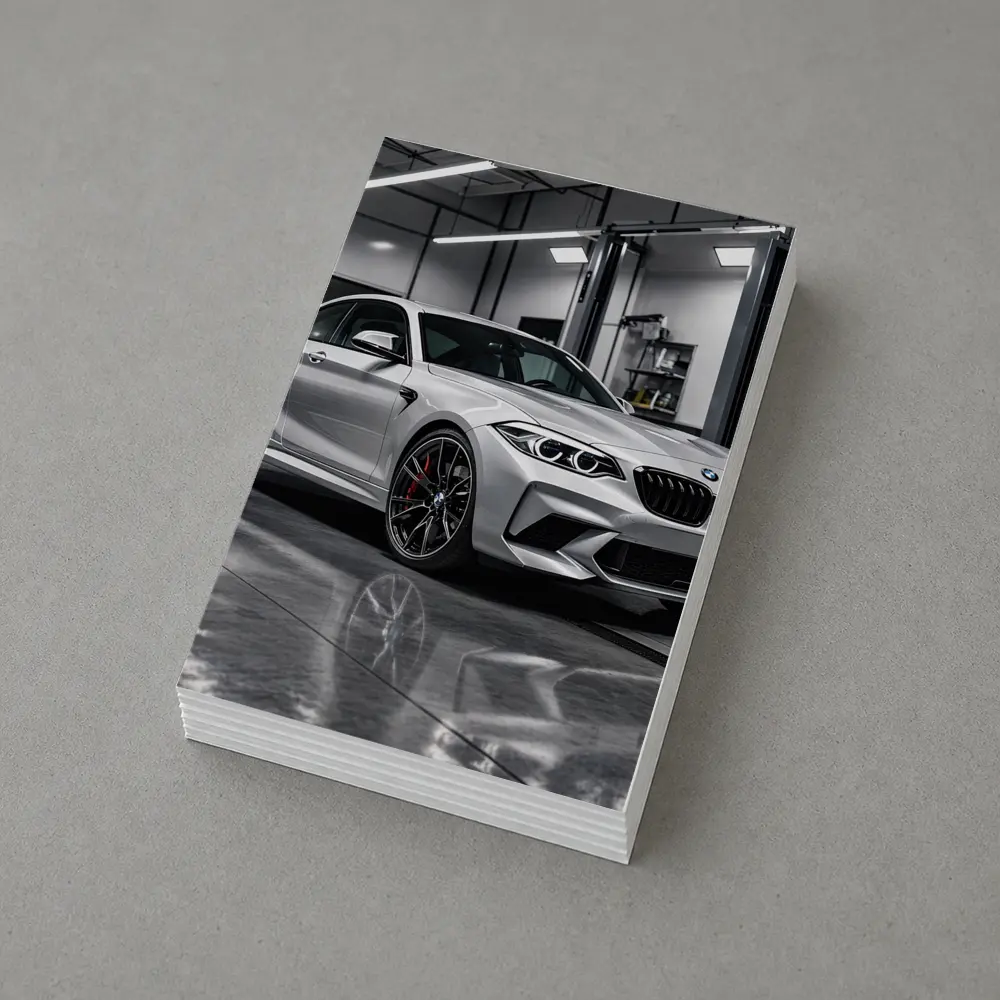 BMW M2 Silver Coupe Inside Garage – Postcards