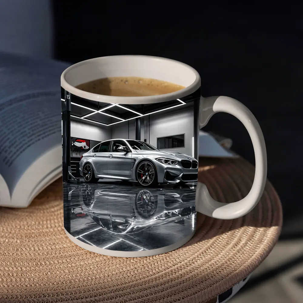 Silver BMW M3 Parked Inside Garage – Mugs
