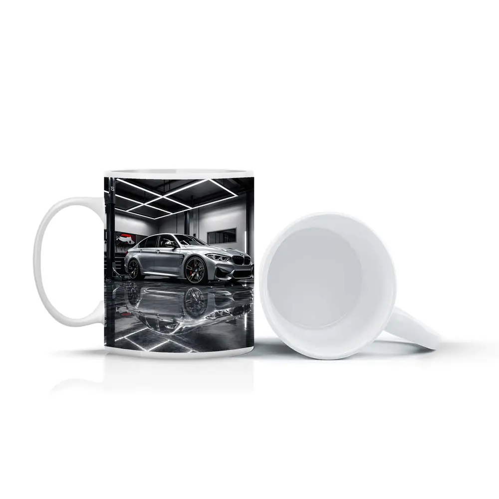Silver BMW M3 Parked Inside Garage – Mugs