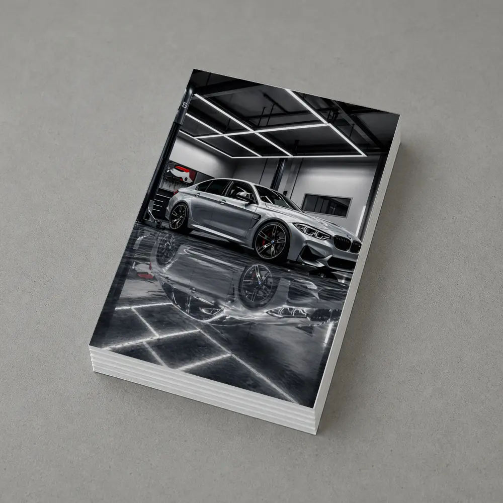 Silver BMW M3 Parked Inside Garage – Postcards