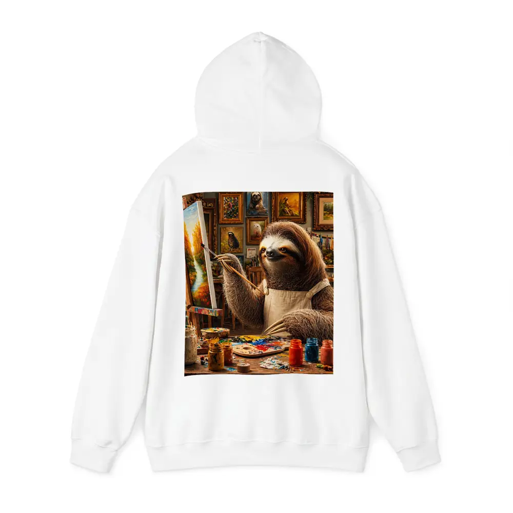 Sloth Artist Painting in Cozy Studio – Hoodies