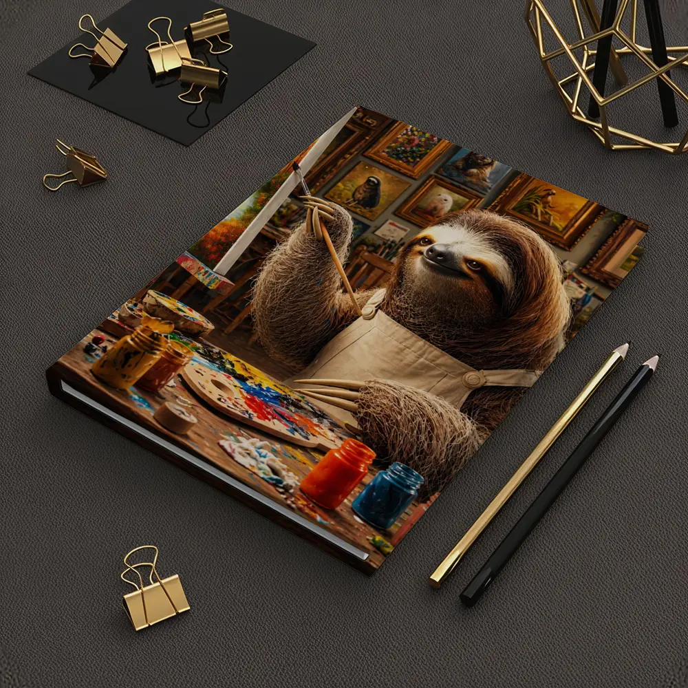 Sloth Artist Painting in Cozy Studio – Notebooks