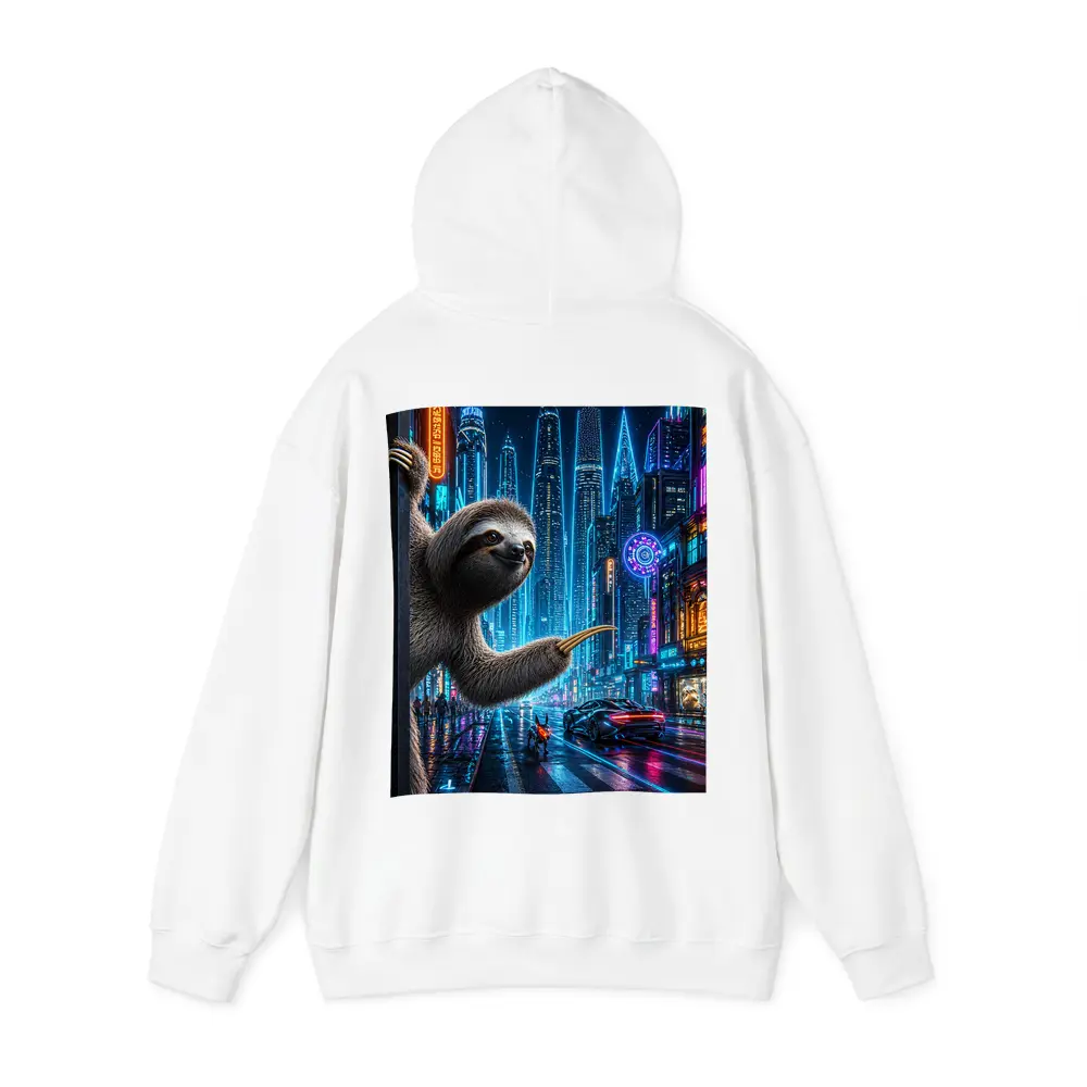 Sloth Hanging in Neon Cyberpunk City – Hoodies