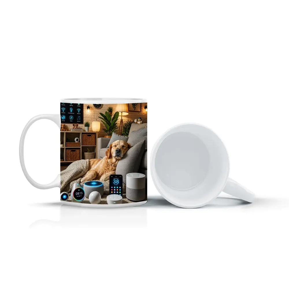 Golden Retriever Relaxing in Smart Home – Mugs