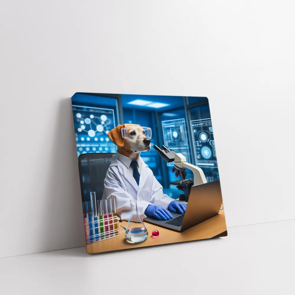Labrador Scientist Dog in Futuristic Lab – Wall Art