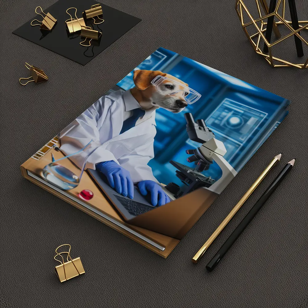 Labrador Scientist Dog in Futuristic Lab – Notebooks