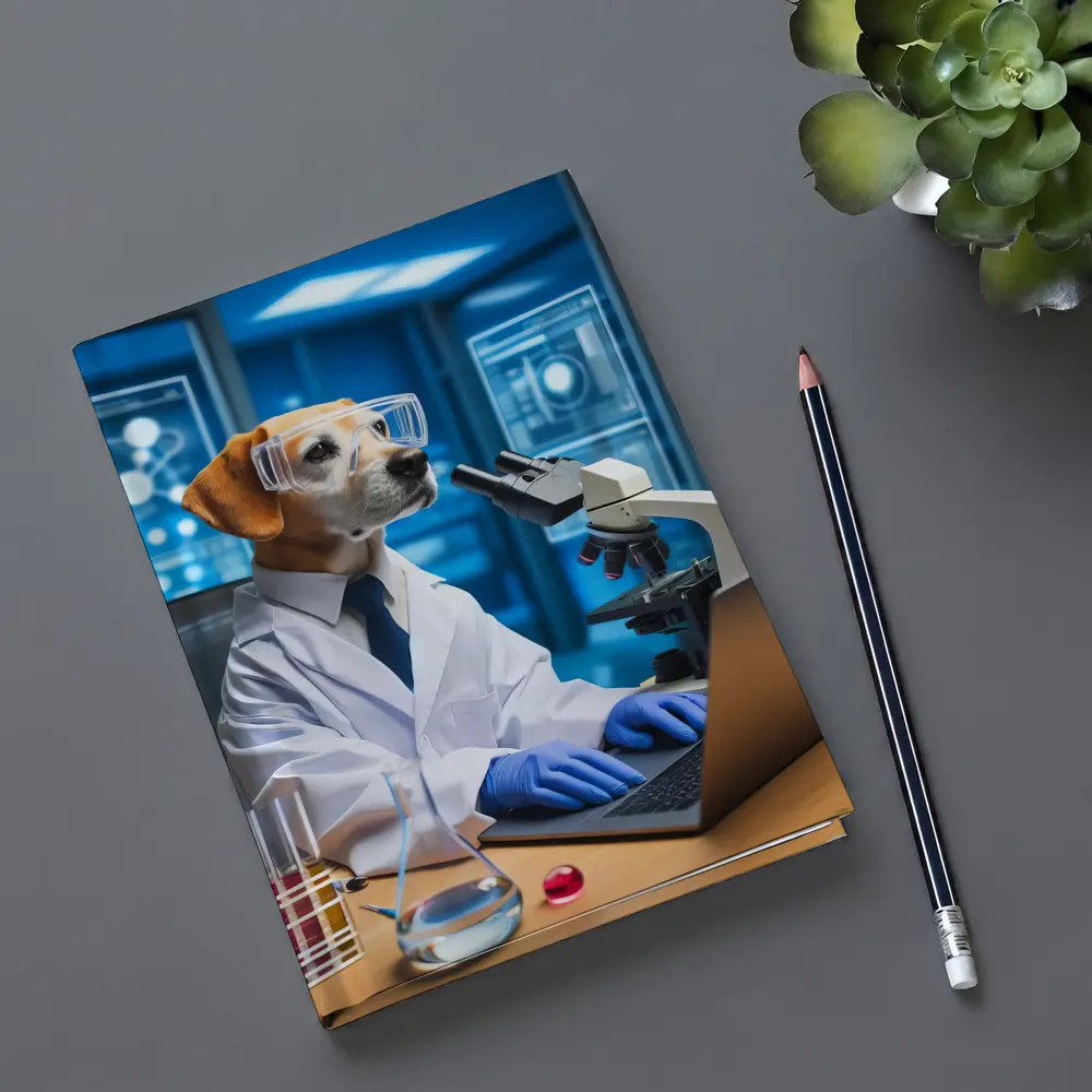 Labrador Scientist Dog in Futuristic Lab – Notebooks