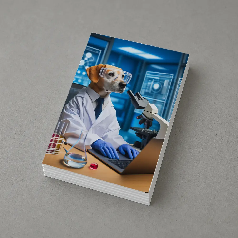 Labrador Scientist Dog in Futuristic Lab – Postcards
