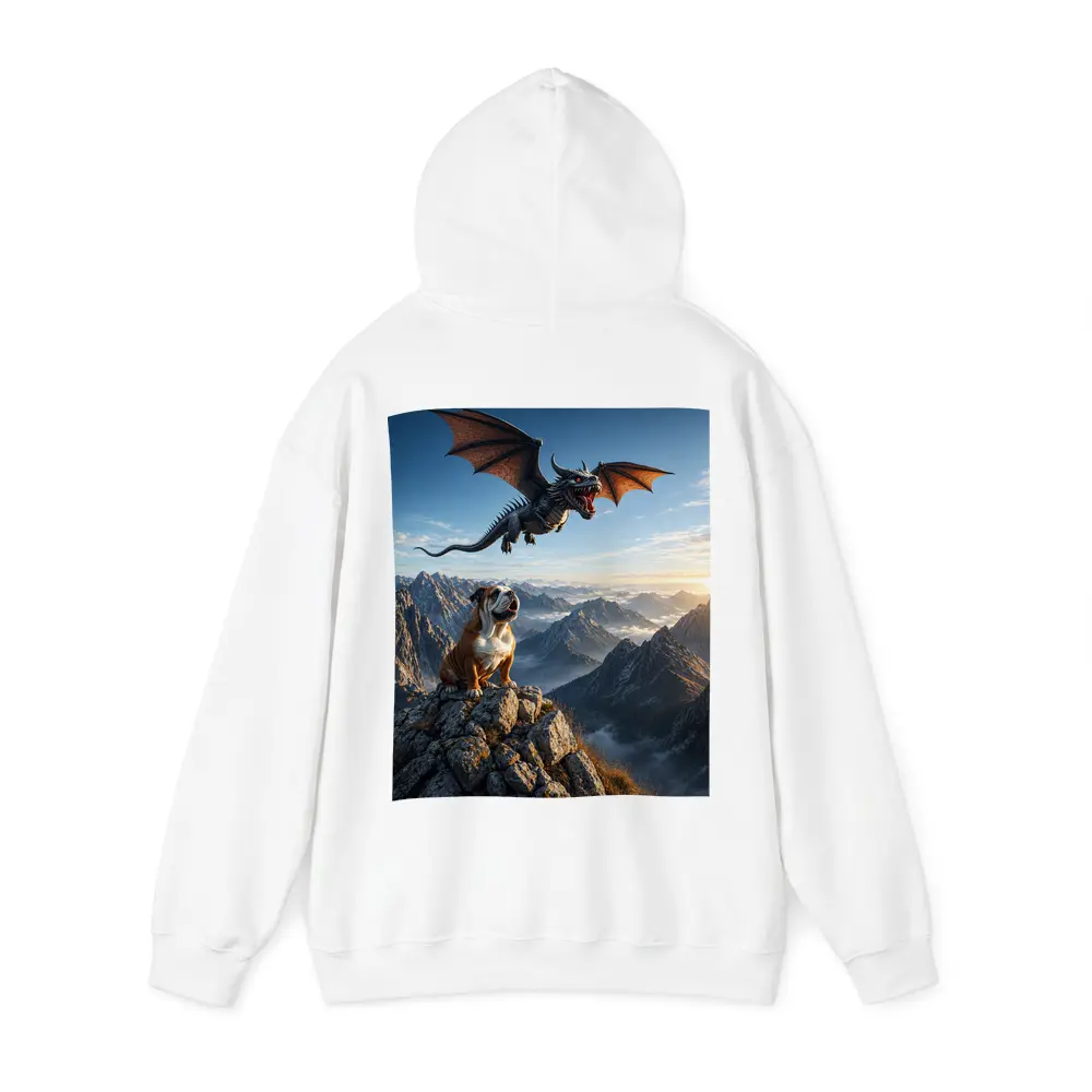 Bulldog and Dragon Over Mountain Peaks – Hoodies