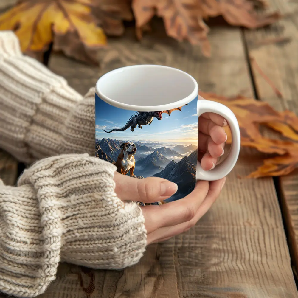 Bulldog and Dragon Over Mountain Peaks – Mugs