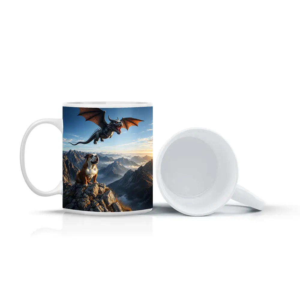 Bulldog and Dragon Over Mountain Peaks – Mugs