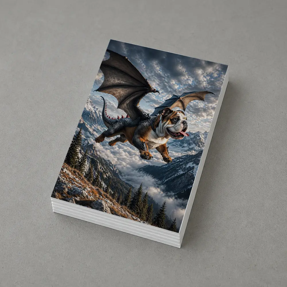 Dragon Bulldog Flying Over Mountain Peaks – Postcards