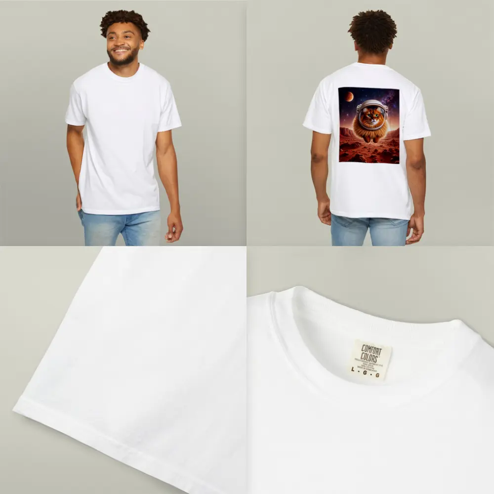 Somali Cat Astronaut Floating Over Mars – T-Shirts