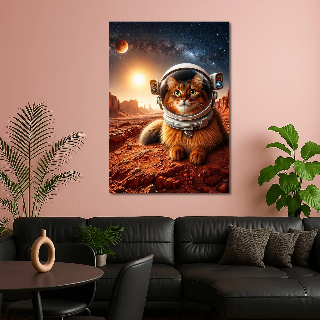 Somali Cat Astronaut on Mars Surface – Wall Art