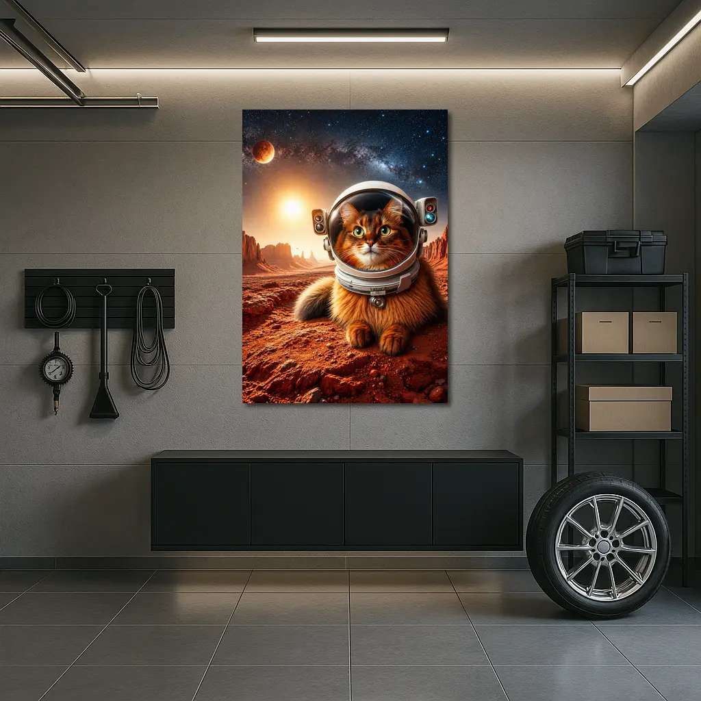 Somali Cat Astronaut on Mars Surface – Wall Art