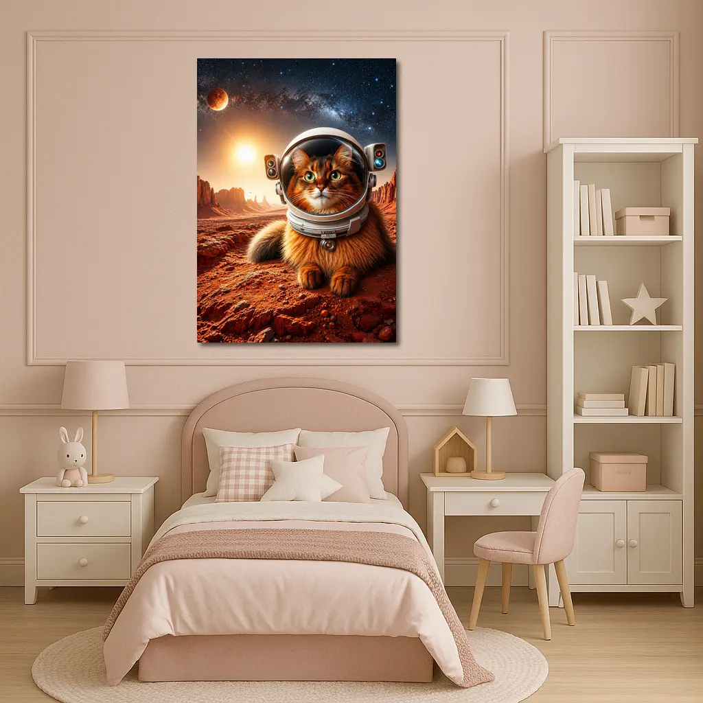 Somali Cat Astronaut on Mars Surface – Wall Art