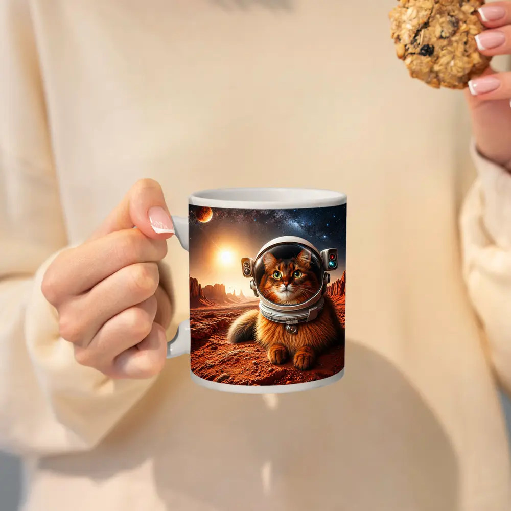 Somali Cat Astronaut on Mars Surface – Mugs