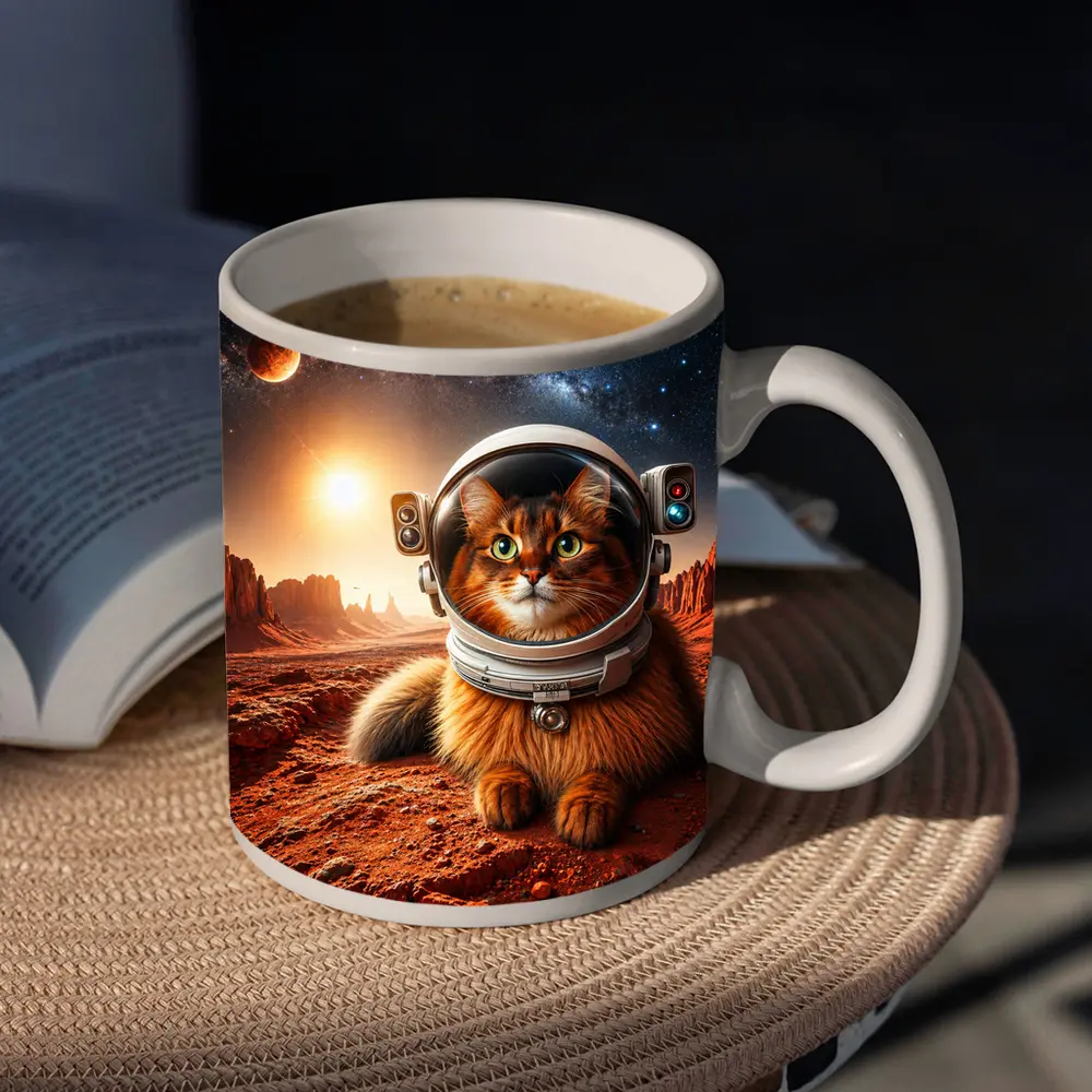 Somali Cat Astronaut on Mars Surface – Mugs