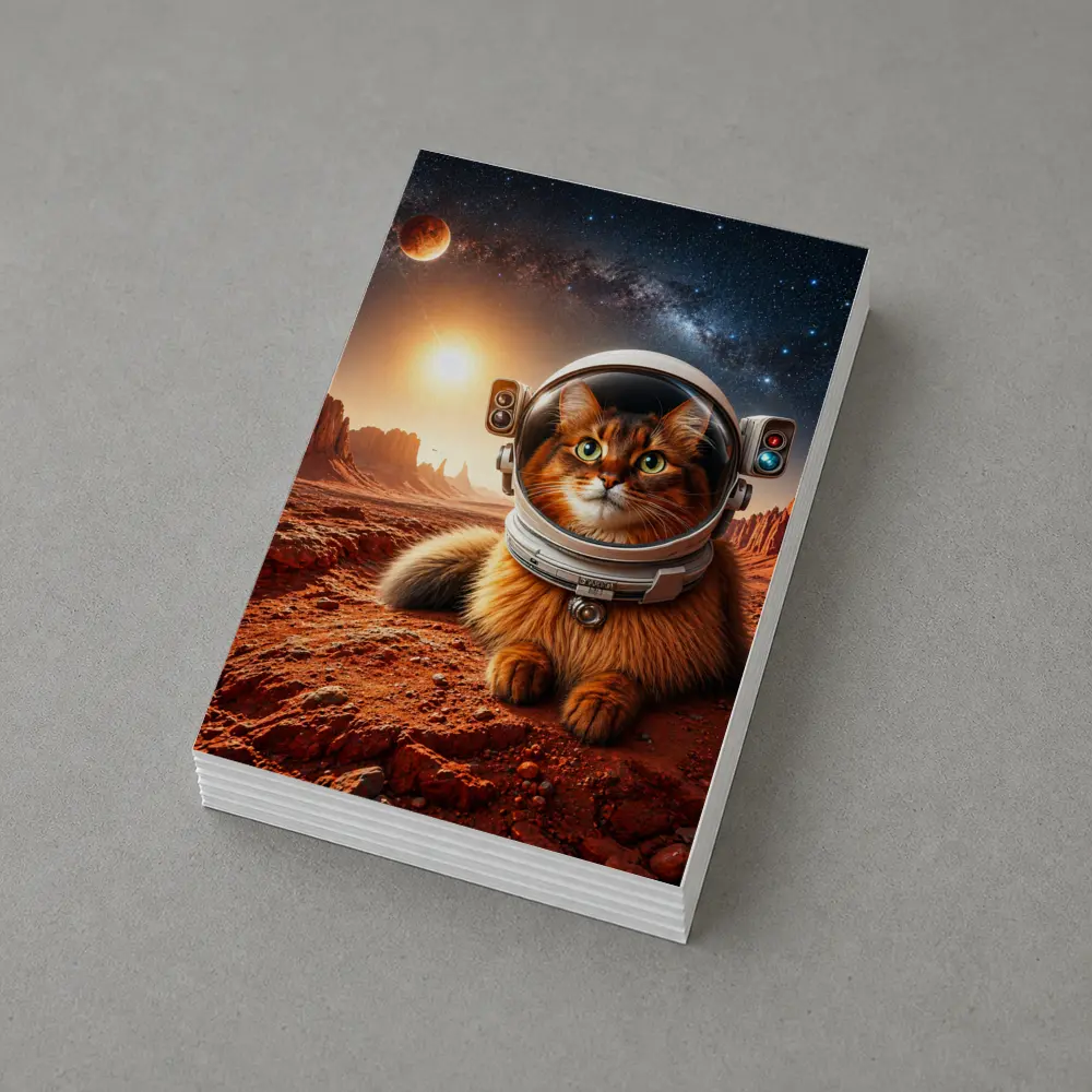 Somali Cat Astronaut on Mars Surface – Postcards