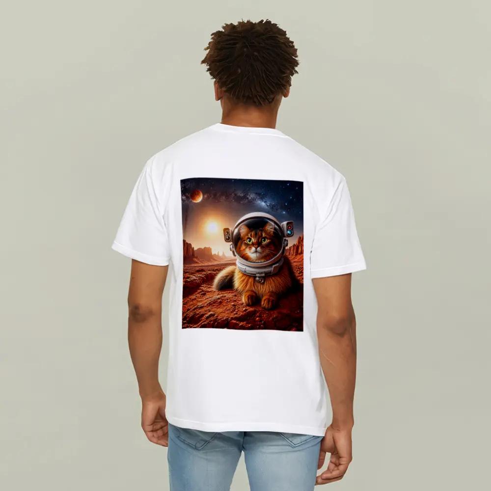 Somali Cat Astronaut on Mars Surface – T-Shirts
