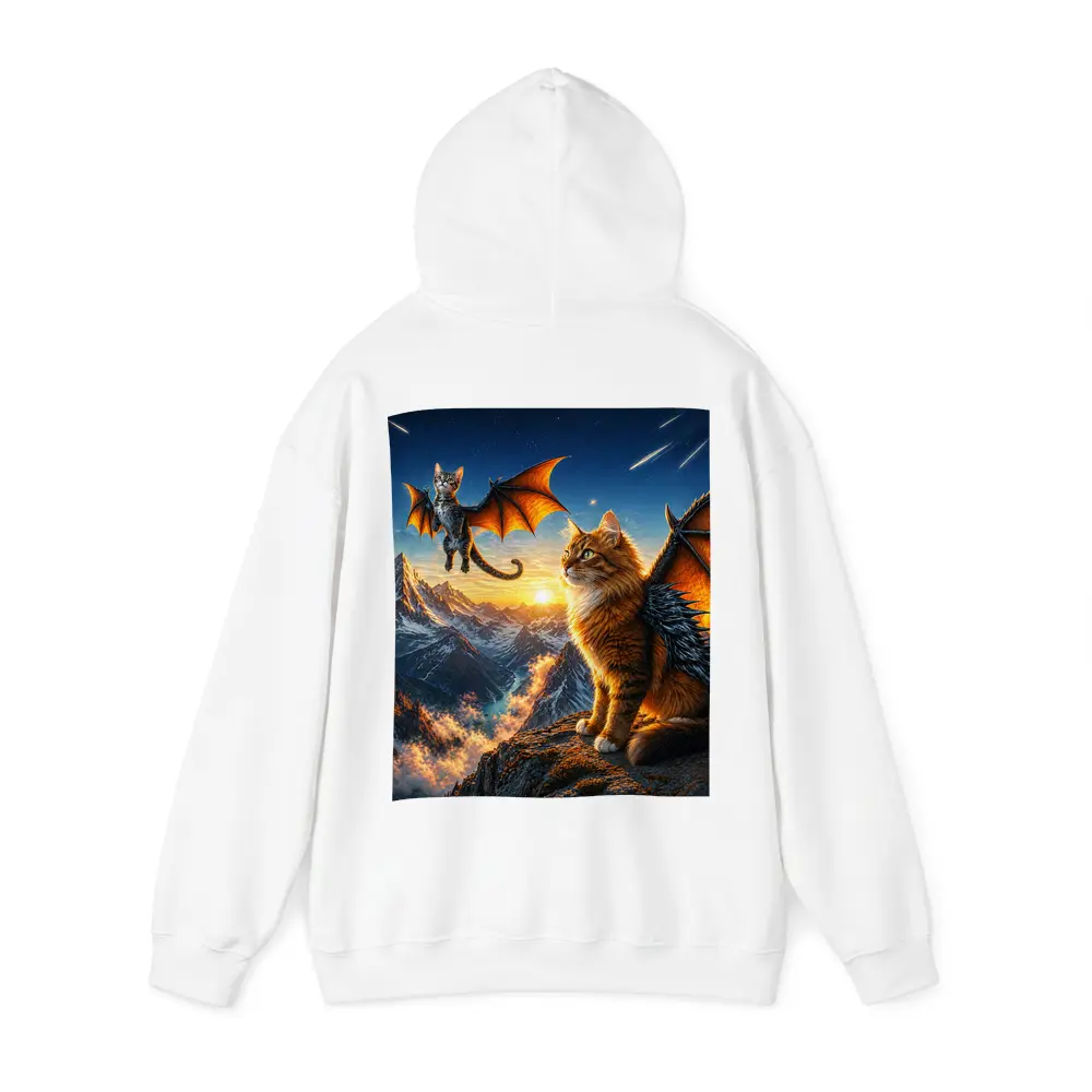 Dragon Cats Flying Over Mountain Sunset – Hoodies