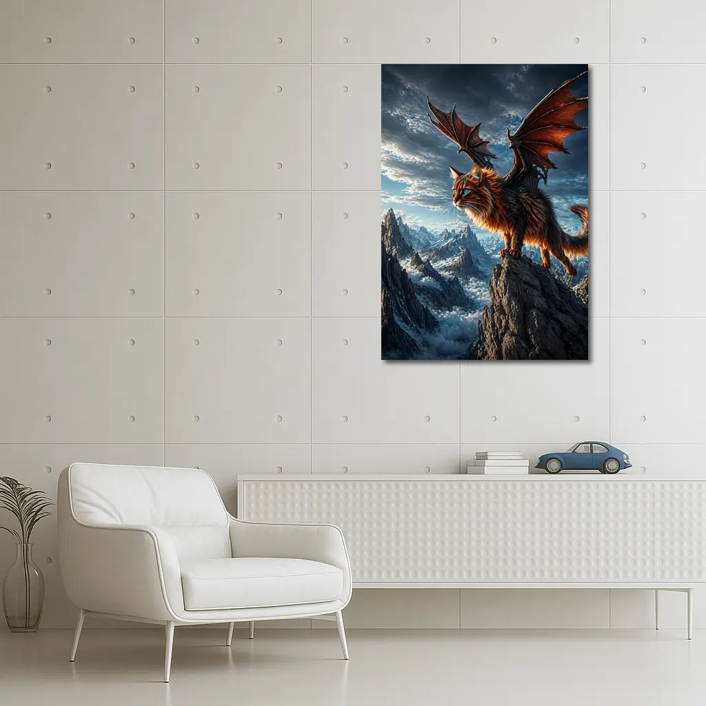 Somali Cat Dragon Wings Mountain Sky – Wall Art