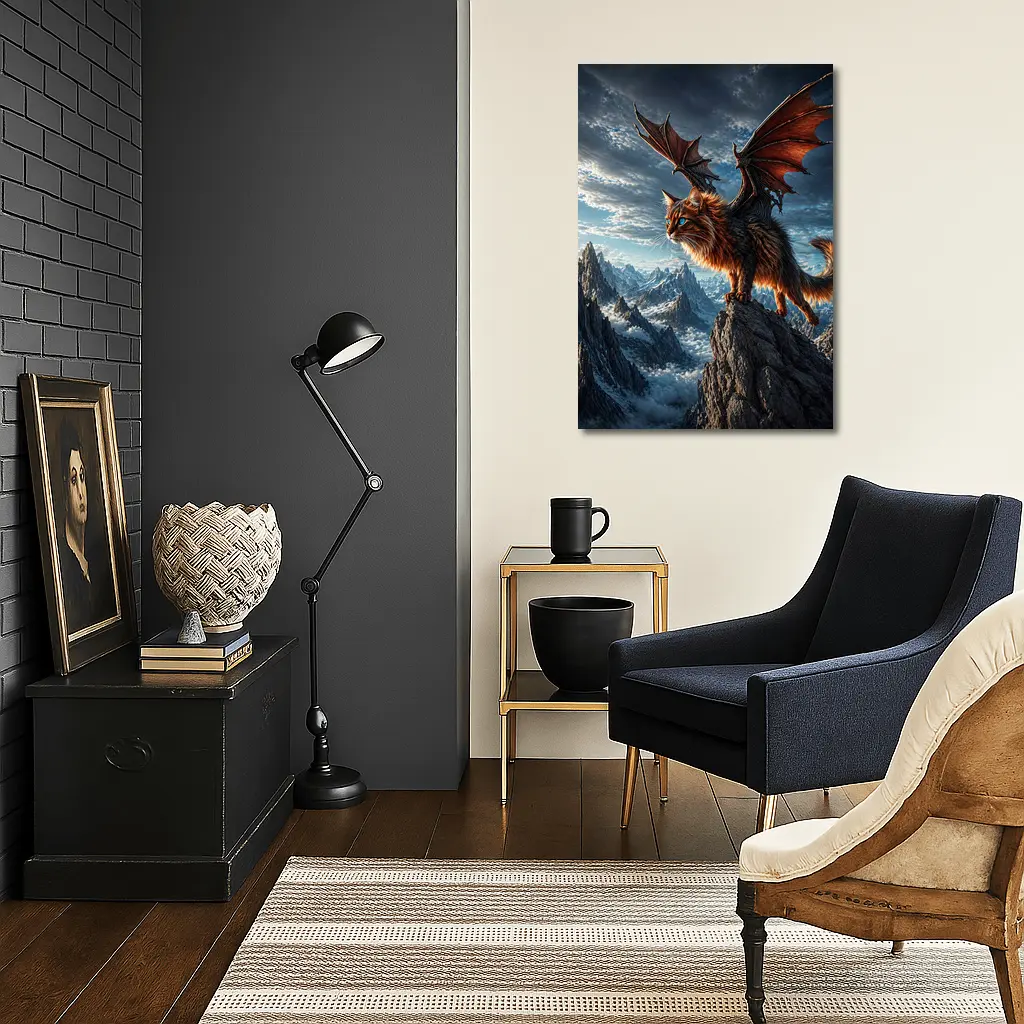 Somali Cat Dragon Wings Mountain Sky – Wall Art
