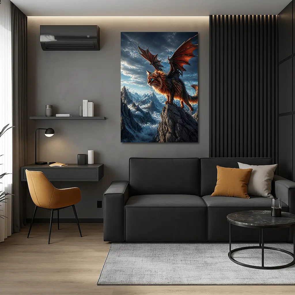 Somali Cat Dragon Wings Mountain Sky – Wall Art