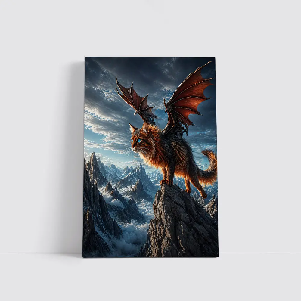 Somali Cat Dragon Wings Mountain Sky – Wall Art